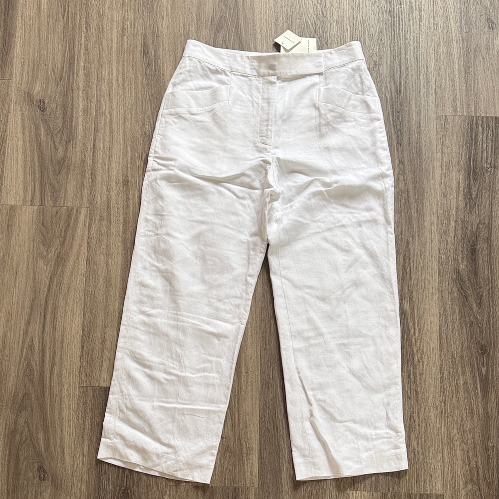 Club Monaco White Cropped Linen Blend Pants